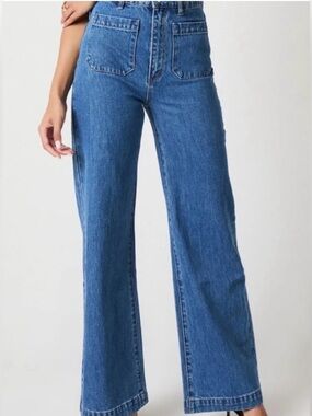 ROLLA'S High-Rise Wide-Leg Sailor Blue Denim Jeans Women 28x30 Preppy